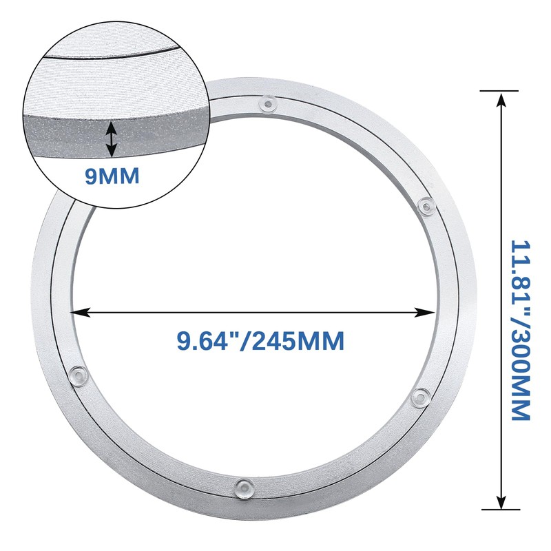 Cionyce 12 Inch Aluminium Alloy Turntable Bearing Lazy Susan Swivel
