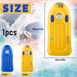 Inflatable Swimming Board, Bodyboard, CIYIN Surfboard, Bodyboard with Handles, Swimming Aid Inflatable Children, Inflatable Bodyboard for Beach, Water Slide, Pool - 110 x 48 cm