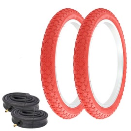 2 PRO+ Bicycle Wire Bead TIRE 18" X 2.125 All RED COMP III Tread Tires W/HEAVYDUTY Tubes.