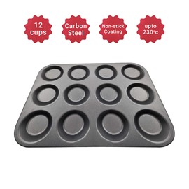schone Bun Tray – 12 Cups – Non-Stick Coating – Make Occasions Extra Delicious – for Baking Buns, Cupcakes, Puddings and Muffins