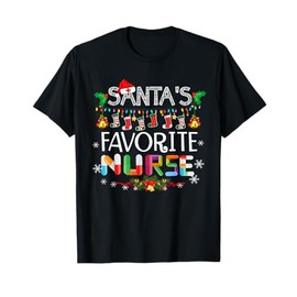 Santa's Favorite Nurse Christmas Shirt Merry Christmas Nurse T-Shirt, black, s