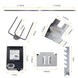 TuhooMall Heavy-Duty Stainless Steel Grill Rotisserie Kit with 27 X 1/3 Inch Spit Rod, Stainless Steel Electric Motor and Necessary Rotisserie Accessories (Stainless Steel, New Black)