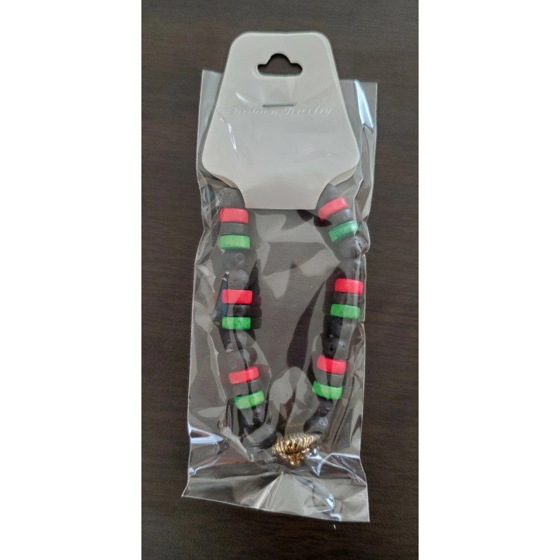 Unbranded Rasta Reggae Colors Bead Lion Head Stretch Bracelet Jewelry