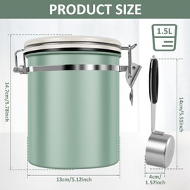 4PCS Coffee Storage Canister 1.5L 51OZ Double Airtight Coffee Beans Container with Date Locator 304 Stainless Steel Kitchen Food Storage Container with Spoon For Coffee Beans Grounds Tea Sugar