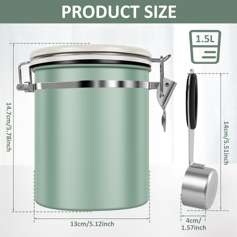 4PCS Coffee Storage Canister 1.5L 51OZ Double Airtight Coffee Beans