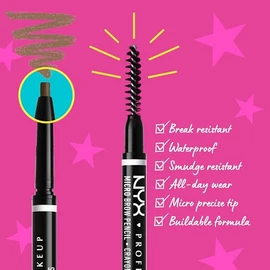 NYX Professional Makeup Augenbrauenstift, Micro Brow Pencil, Beidseitig mit ausdrehbarem Augenbrauenstift und Bürstchen, Vegane Formel, Farbton: Brunette (Packung mit 2)