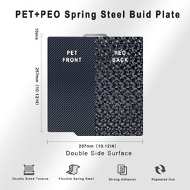 TIOPY PET (Carbon) + PEO (Diamond) Bambu Lab Build Plate 257 x 257 mm, 3D Double-Sided Printing Spring Steel for Bambu Lab X1 X1C X1E P1P P1S A1, 257 x 257 mm Textured Print Plate, No Magnetic Base