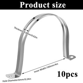 10 PCS Pipe Strap Clamp 4 Inch Heavy Duty Stainless Steel U Bracket Tube Clip 2 Hole Hose Hanger Widened Tube Strap Tension Clip Assortment Kit
