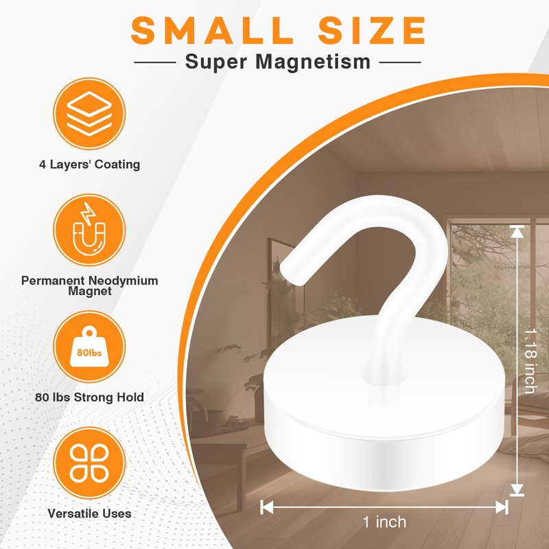Neosmuk 60lb+ Extra Strong Magnet with Hook for Fridge,Heavy Duty