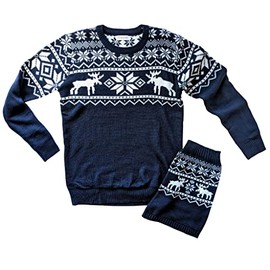 famjamjams Matching Pet & Owner Sweaters - 100% Acrylic Pet Parent Dog Christmas Sweater - Moose, Human Unisex L (Fits Like Women's L) - Add Dog Matching Sweaters to Cart Separately