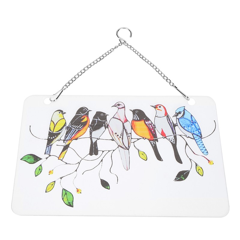 Birds On A Wire Ornament Glass Window Panel Suncatcher Hangings