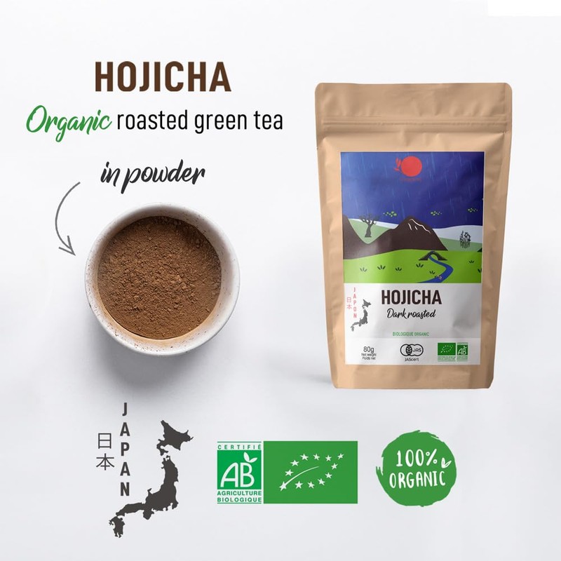 ORIGEENS Organic Japanese Hojicha Tea Powder - Organic Hojicha Powder
