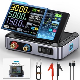 Jadeshay DC Power Supply Adjustable (0-30V, 0-5A) Programmable Lab Power Supply DC Power Supply Color Screen with Alligator Clip and USB