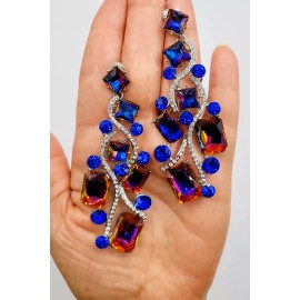 Unbranded Blue AB Drop Earring Crystal Color Change Stone Shimmer W Hues Of Rainbow / 5340