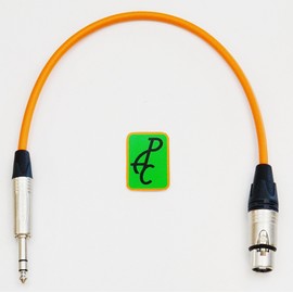 12" Canare Quad Balanced Patch Cable Orange Neutrik XLR Female - 1/4" TRS