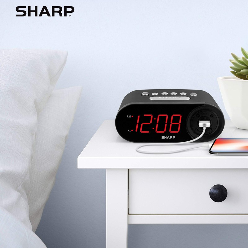 Sharp Digital Easy to Read Alarm Clock with 2 AMP