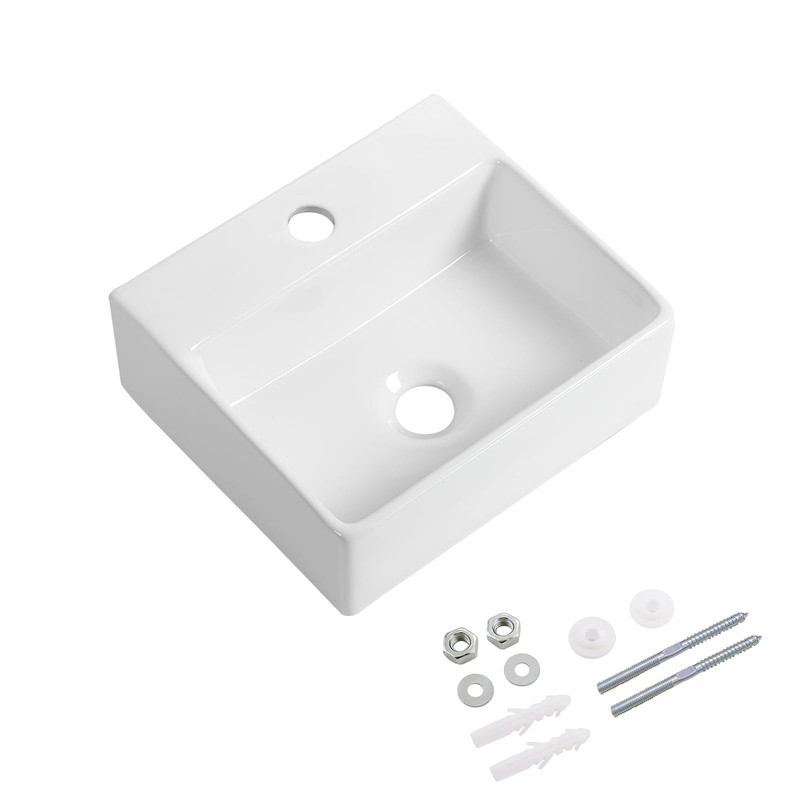 KARAMAG Small Vessel Sink 13"x11" Wall Mount Bathroom Sink Rectangular