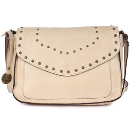 Genuine Italian Leather Boho Studded Crossbody Sling Bag - Stylish, Durable, & Perfect for Everyday Use for Women, Black, Medium