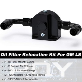 Hypertune Billet Aluminum Oil Filter Relocation Kit AN12 Oil Braided Hose Adapter 1/8NPT Block-Off 13/16"-16 3/4"-16 M22*1.5 Oil Filter Adapter