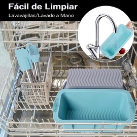 Moldes de Silicona para Hornear Antiadherente, Molde para Hornear Rectangular Fácil de Limpiar y Liberación, Juego con 10 Moldes Cupcakes, Ideal Molde para Panque, Pan, Postres y Pasteles (Azul)