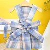 Plaid Dog Dress Bow Tie Harness Leash Set Breathable Soft