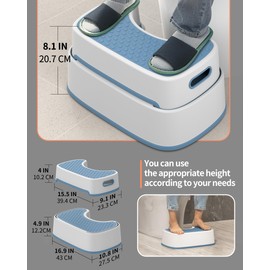 MR.SIGA Toilet Stool Squat Adult, Bathroom Stool Heavy Duty, Anti Slip Toilet Step for Bathroom, Toddler Step Stool for Kids, Grayish Blue