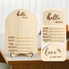 Baby Announcement Sign With Ink Pad and Pen, Cute Wooden
