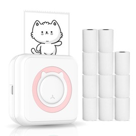Domary All-in-one Photo Printer Multifunction Portable Printer Wireless Instant Mini Printer Support BT Connection for Smartphone with 11 Paper Rolls 57mm Compatible with iOS Android