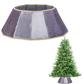26.8inch Christmas Tree Skirt Foldable Velvet Xmas Tree Stand Base Cover Collar Trunk Basket Ring for Tree Decorations