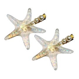 Baluue 2pcs Colorful Star Hair Clips for Women and Girls Simple Pearl Hair Barrettes for Everyday Wear and Special Occasions