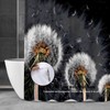 NTETSN Black Dandelion Floral Shower Curtain Abstract Flying Dandelions Seeds
