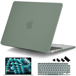 DONGKE Compatible with M4 MacBook Air 15 Inch Case 2025 2024 2023 A3241 A3114 A2941 M3 M2 with Liquid Retina Display & Touch ID, Protective Plastic Hard Shell Cover 15" - Midnight Green