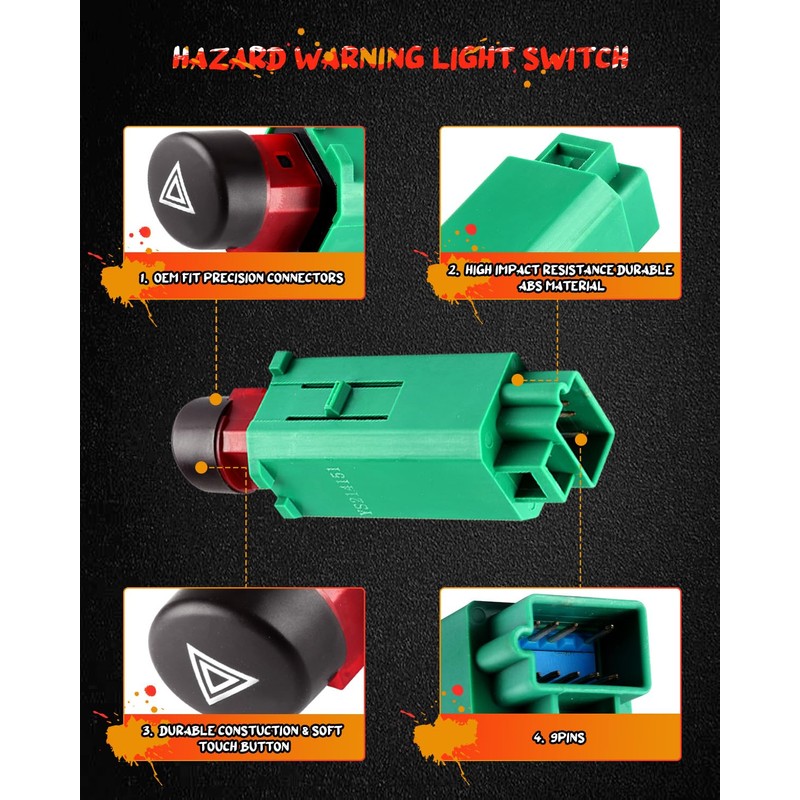 cciyu Hazard Warning Light Switch, Hazard Warning Switch Replace OE