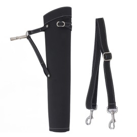 Arrow Quiver Holder Holding 20 Arrows Large Capacity Leather Archery Arrow Holder with Shoulder Strap Black
