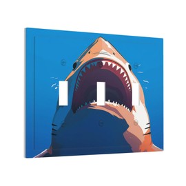 Nadoabtm Decorative Switch Plates Marine Shark Wall Plate 3 Gang Wall Plate Triple Toggle Light Switch Cover Faceplate Electrical Wall Panels for Bedroom Cabin Decor