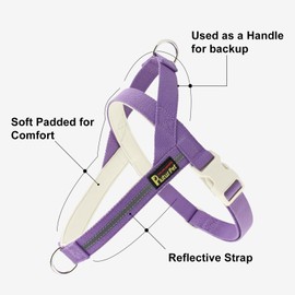 Plutus Pet Cotton Dog Harness and Lead Set, Reflective and Soft Padded, Quick Fit Vest Harness, for Small, Medium and Large Dogs, Medium Purple, M