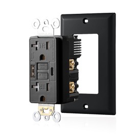 Suplevel 20 Amp Self-Test GFCI Outlet Combination with USB Type A and Type-C, Tamper Resistant Thinner Duplex Outlet, in-Wall, USB Charger for Smartphones, Tablets and Smart Home Appliance, Black