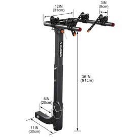 2 Bike Rack Bicycle Carrier Racks Hitch Mount Double Foldable Rack for Cars Truck SUV Fits 2" Receiver, Tie Down Strap, Anti-Rattle Hitch Tightener & Locking Hitch Pin