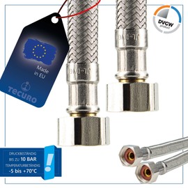 'Tecuro Sanitary Connection Hose Extension 3/7 inch Union Nut x 3/8 Nut Length 200 mm