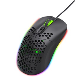 OOFOWS Wired Gaming Mouse with RGB Lights for PC Computer Laptop, Black