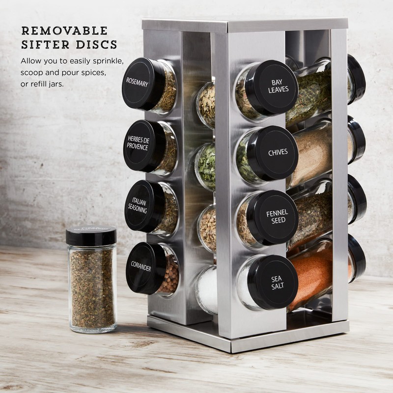 Kamenstein 16 Jar Heritage Revolving Countertop Spice Rack Organizer with