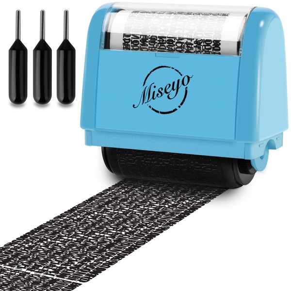Miseyo Wide Identity Theft Protection Roller Stamp Set Blue 3