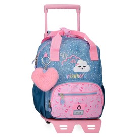 Enso Dreamer Kids Backpack School Backpack Polyester Double Multi Directional Swivel Wheels Multi Purpose, blue, Backpack 23 + Trolley