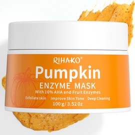 RIHAKO Pumpkin Enzyme Face Mask Skincare| Brightening Exfoliating Facial Mask with Glycolic Acid & Vitamin C For Dead Skin,Dullness Dark Spots, Uneven Skin Tone,Large Pores and Brightens Skin 3.52 Oz
