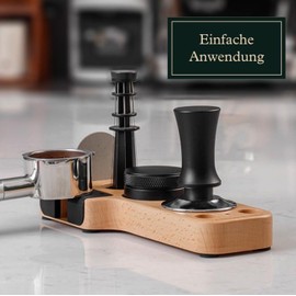 VIENESSO Tamper Station Wood for the Barista – Elegant Pressing Station for the Portafilter (51-58 mm) | Tamping Station and Barista Accessory Tray (Light Brown)