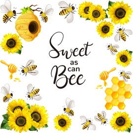 Rozer 35 Pcs Summer Bee Bulletin Board Decorations Back to School Bee Cutouts Sunflower Stickers for Bulletin Board Bee Themed Cardboard Cutouts with 60 Adhesive Dots for Classroom Door Decor Teacher