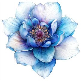 MAKTEM Blue Lotus Holographic Flower Car Decal, Waterproof Removable Flower Sticker, Peel and Stick for Car Vehicle Truck Window Laptop, 1PC (One Blue)