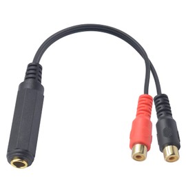 Duttek 6.35mm to RCA Splitter Cable Connectors 20cm, 1/4 inch 6.35mm Female to 2 RCA Female Adapter Cable,2 RCA Female to 6.35mm Jack Adapter for Speakers,Amplifiers,Stereos and more.