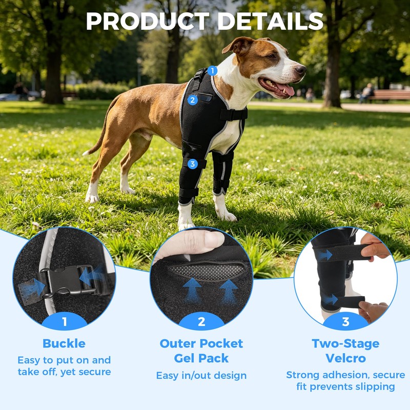 KISFLY Dog Elbow Brace for Arthritis with Gel Pack, Medium