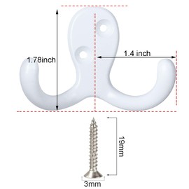 IBosins 28 Pack Heavy Duty Double Prong Coat Hooks Wall Mounted with 56 Screws Retro Double Hooks Utility Hooks for Hanging Coat, Scarf, Bag, Towel, Key, Cap, Cup, Hat